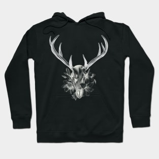 Deer Skull with Antlers in a Bed of Flowers and Lilys T-Shirt Hoodie